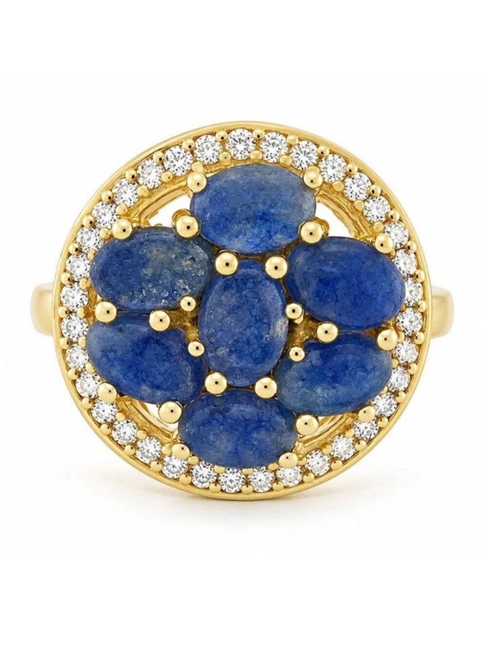 Genuine 5.15 Cts Blue Sapphire & White Sapphire Ring .925 Silver